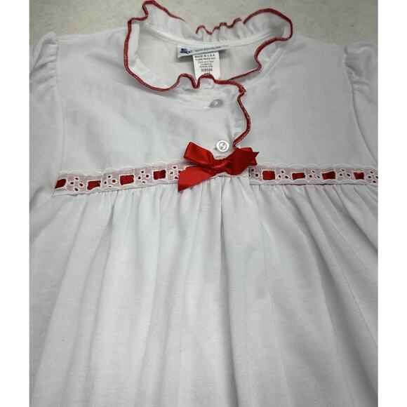 The Wooden Soldier Girls 12 Christmas Nightgown Clara White Red Nutcracker VTG - Picture 2 of 6
